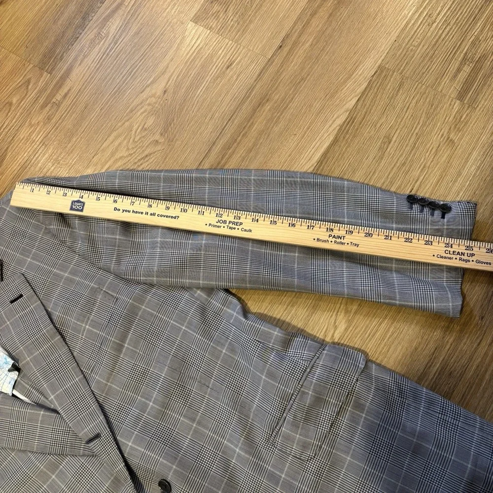 Ermenegildo‎ Zegna Blazer Mens 43L Trofeo 600 Gray Glen Plaid Wool Silk Lining